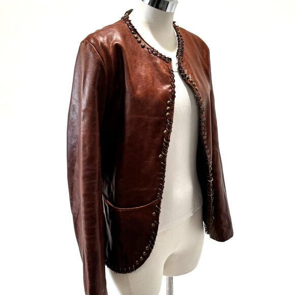Di Magio Italy Y2K Vintage Cognac Leather Jacket - Picture 12 of 12